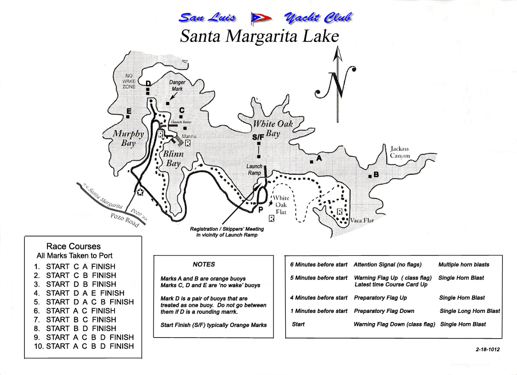 Santa Margarita Lake Race Course Chart